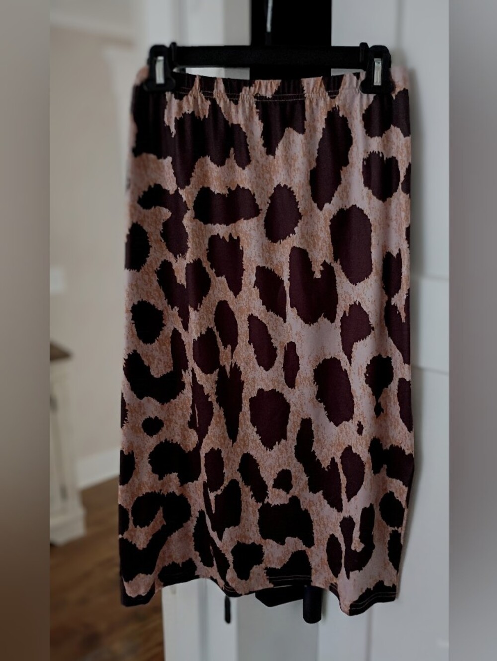 Women's Animal Print Midi Skirt - Brown